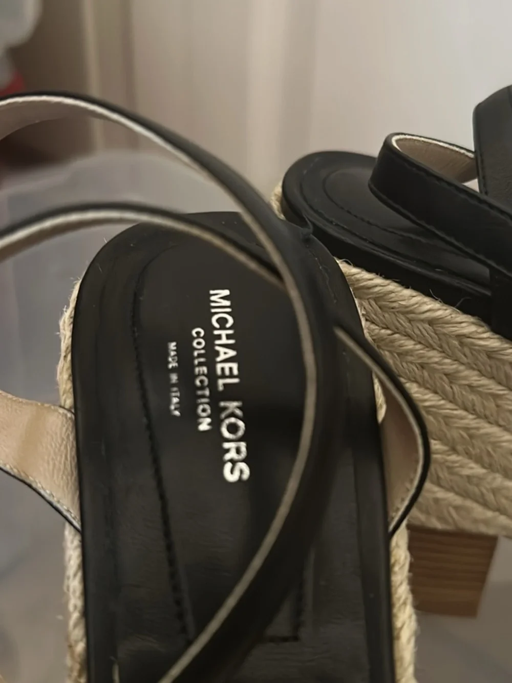 Michael Kors Collection Black Knot-Front Espadrille Wedge Sandals